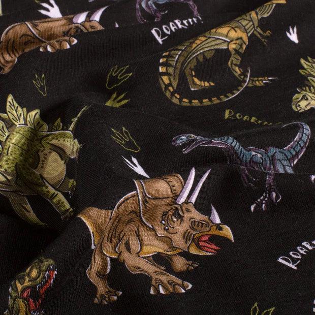 Seje og farlige dinosaurer på sort baggrund- French Terry