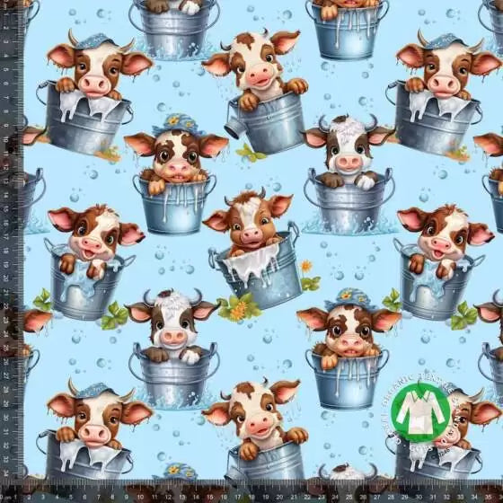 Søde køer i spand - Bomuldsjersey