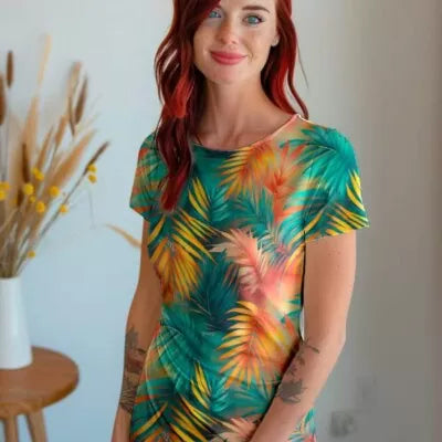 grønne og gyldne blade- Bambus Jersey