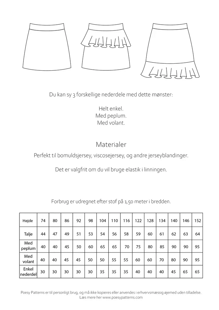 Nederdel med peplum 105