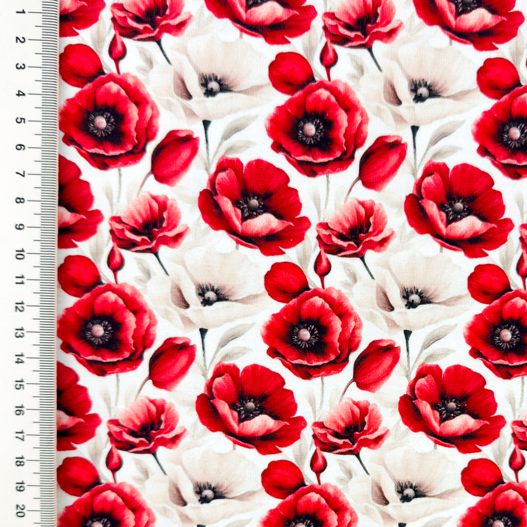 Røde valmuer- Bomulds Jersey