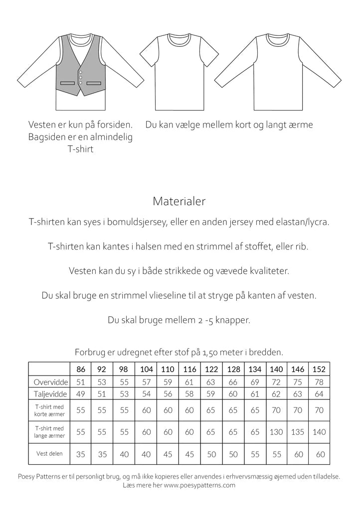 T-shirt med og uden vest 118