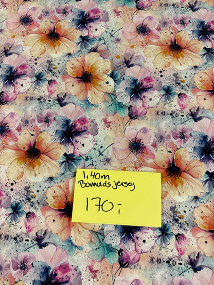 REST - 1,4 m pastel blomster bomuldsjersey