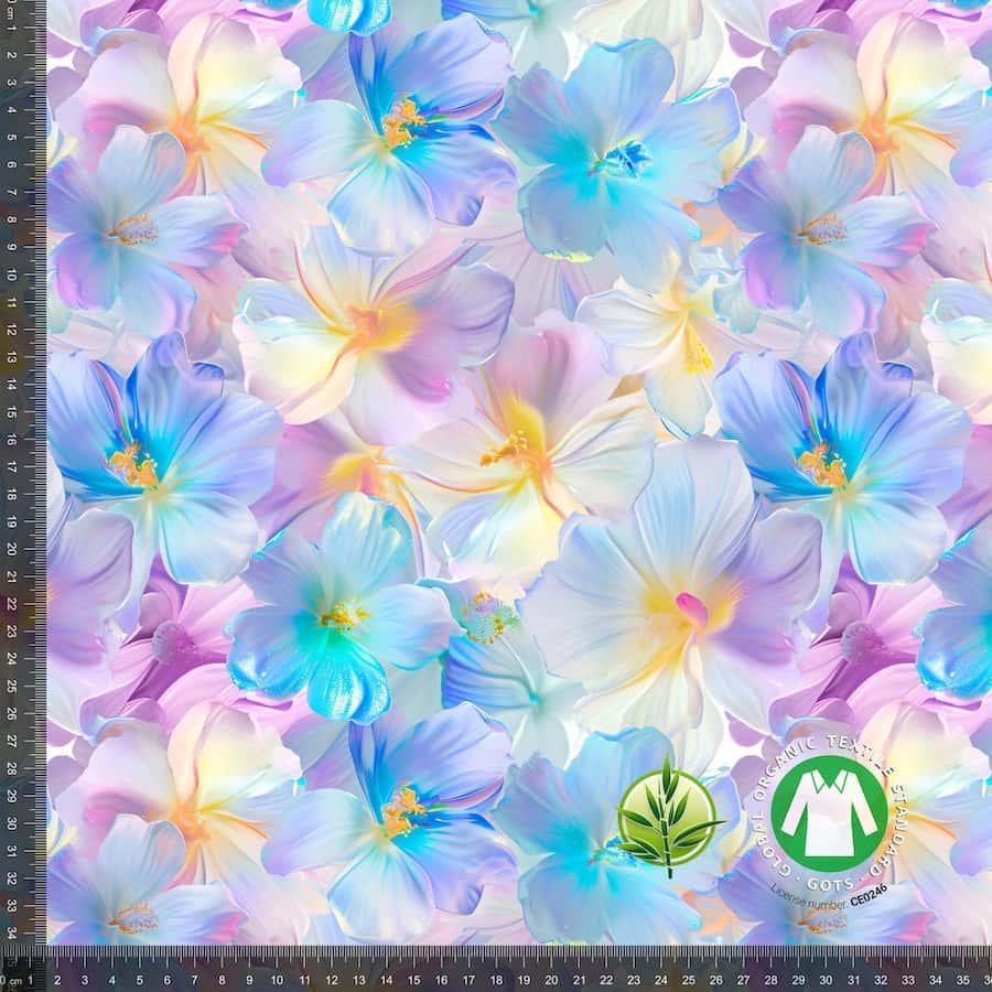 3D pastel blomster - Bambus Jersey - Stofsaksen