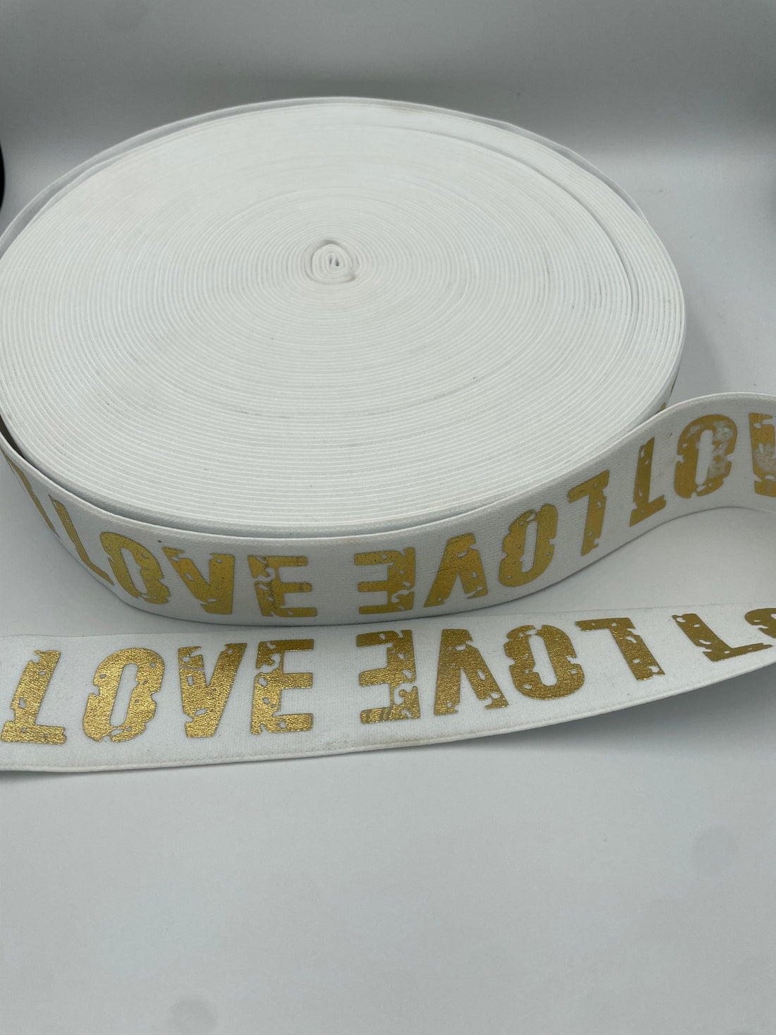 Linnings Elastik "Love" Hvid 40 MM