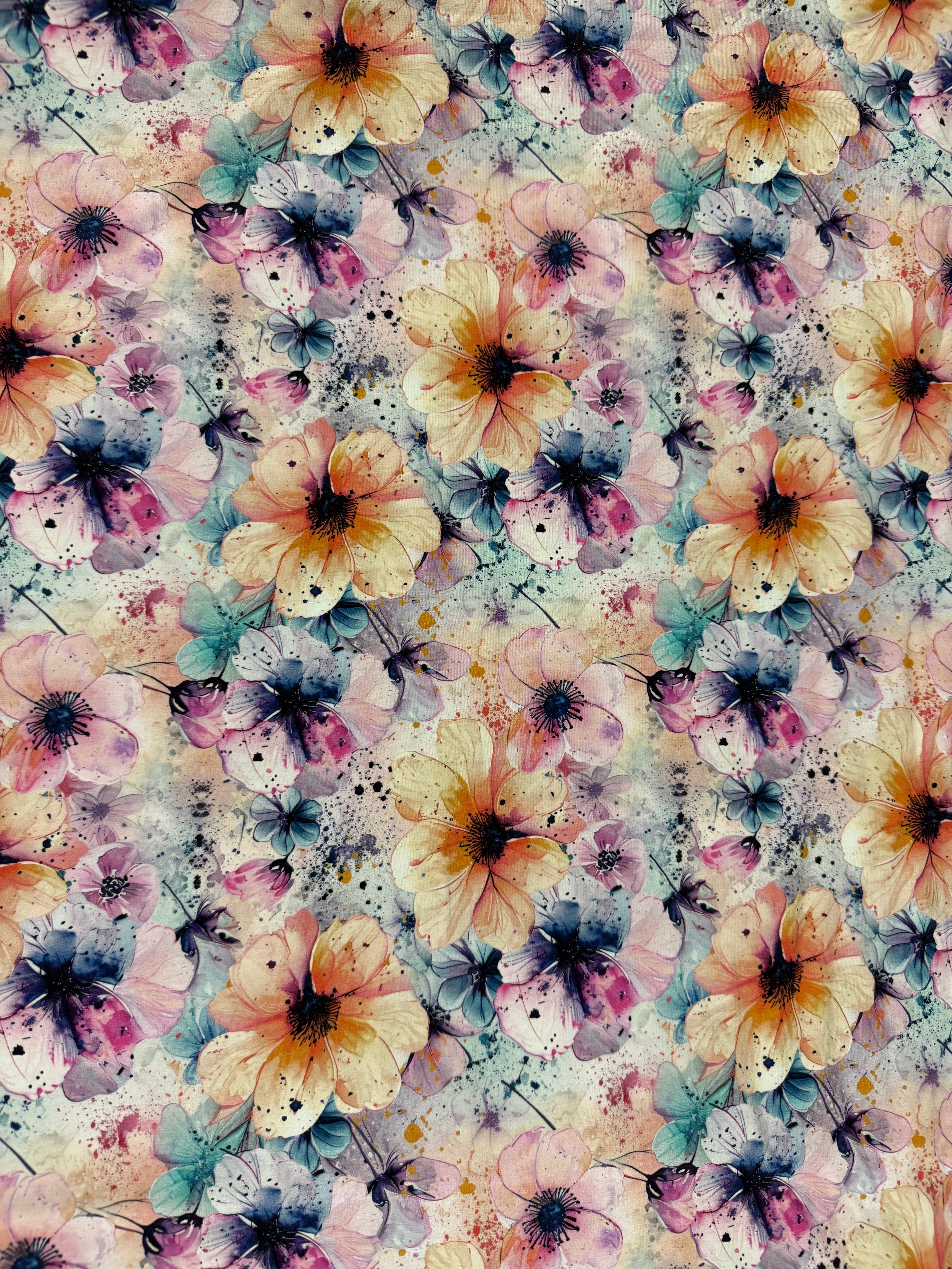 REST - 1,4 m pastel blomster bomuldsjersey
