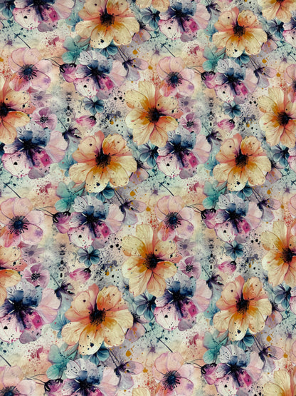 REST - 1,4 m pastel blomster bomuldsjersey