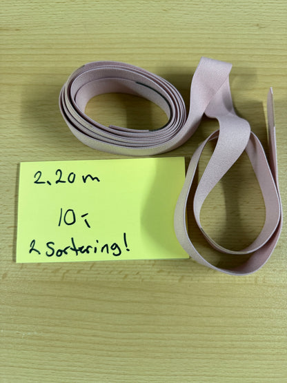 REST - 2,2 m linnings elastik lyserød 2,5 cm 2. Sortering -OBS billeder