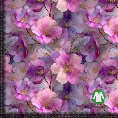 Lilla smukke blomster- Bomulds Jersey