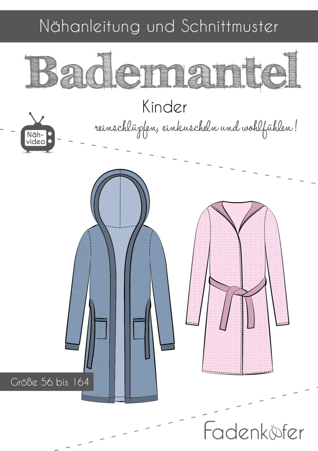 Badekåbe/Morgenkåbe, 74 - 164 - BØRN - Fadenkäfer - Stofsaksen