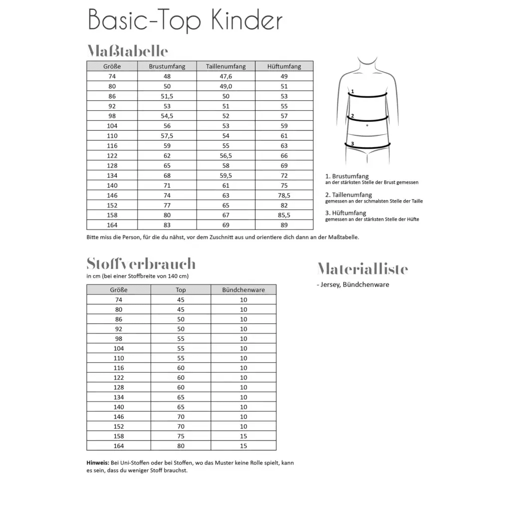 Basic Top, 74 - 164 - BØRN - Fadenkäfer - Stofsaksen