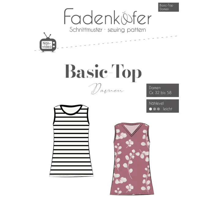 Basic top, DAME - Str 32 - 58 - Stofsaksen