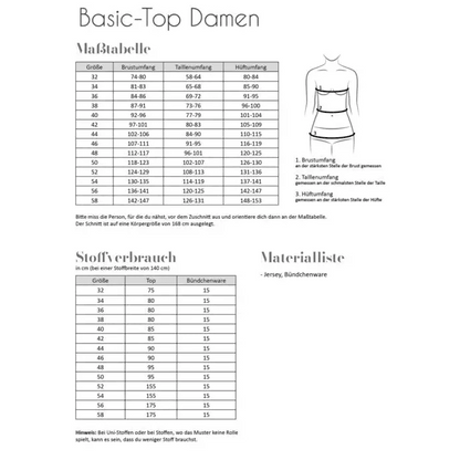 Basic top, DAME - Str 32 - 58 - Stofsaksen