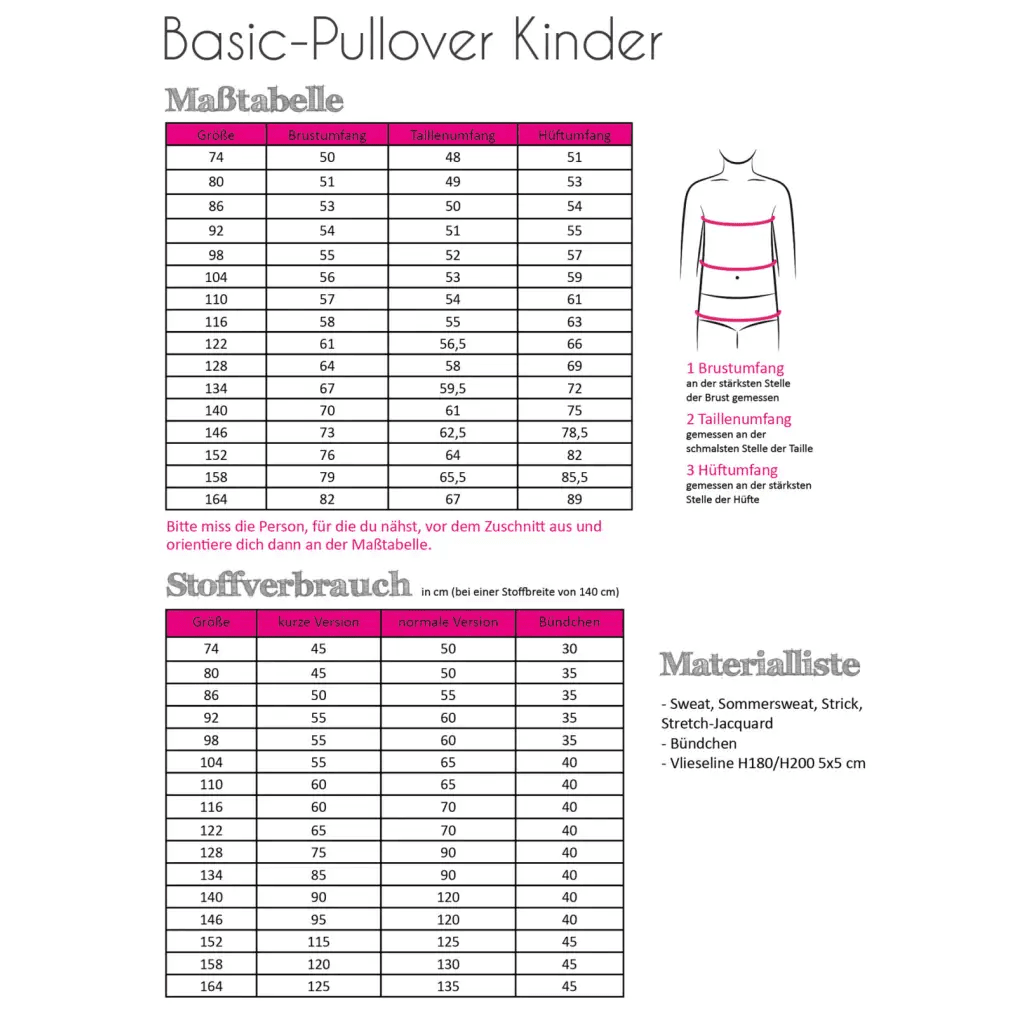 Basic trøje/ Pull over, 74 - 164 - BØRN - Fadenkäfer - Stofsaksen