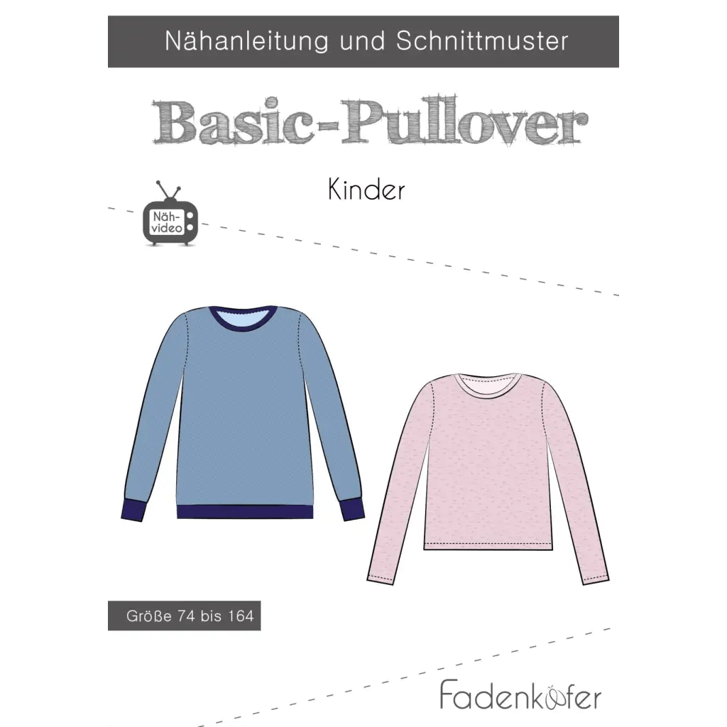 Basic trøje/ Pull over, 74 - 164 - BØRN - Fadenkäfer - Stofsaksen