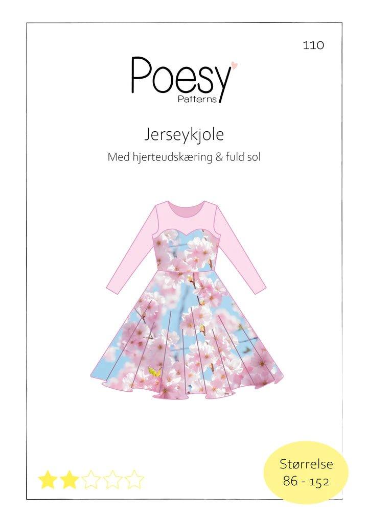 Jerseykjole med hjerteudskæring & fuld sol 110 - Stofsaksen