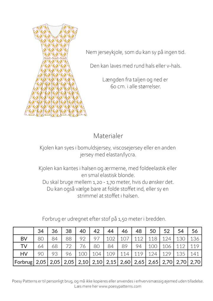 Kjole med 1/2 sol - 1017 (Voksen) - Stofsaksen