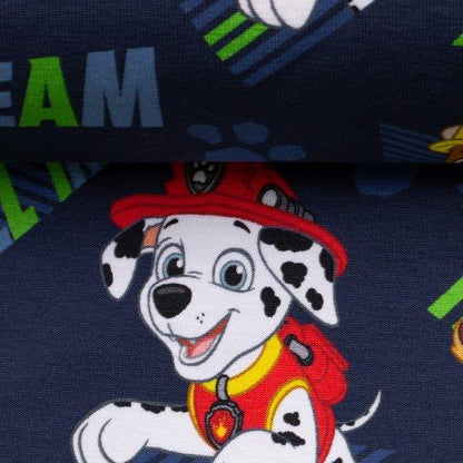 Mørkeblå Paw Patrol - Hele teamet - Bomuldsjersey - Stofsaksen