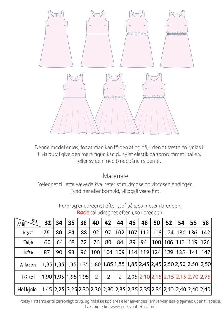 Sommerkjole - Med og uden overskæringer 1020 - Stofsaksen