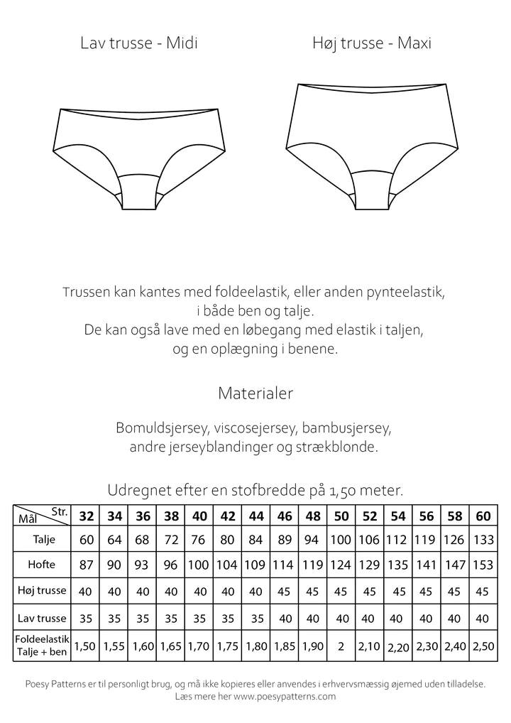 Trusser, Medi og Maxi model - Stofsaksen