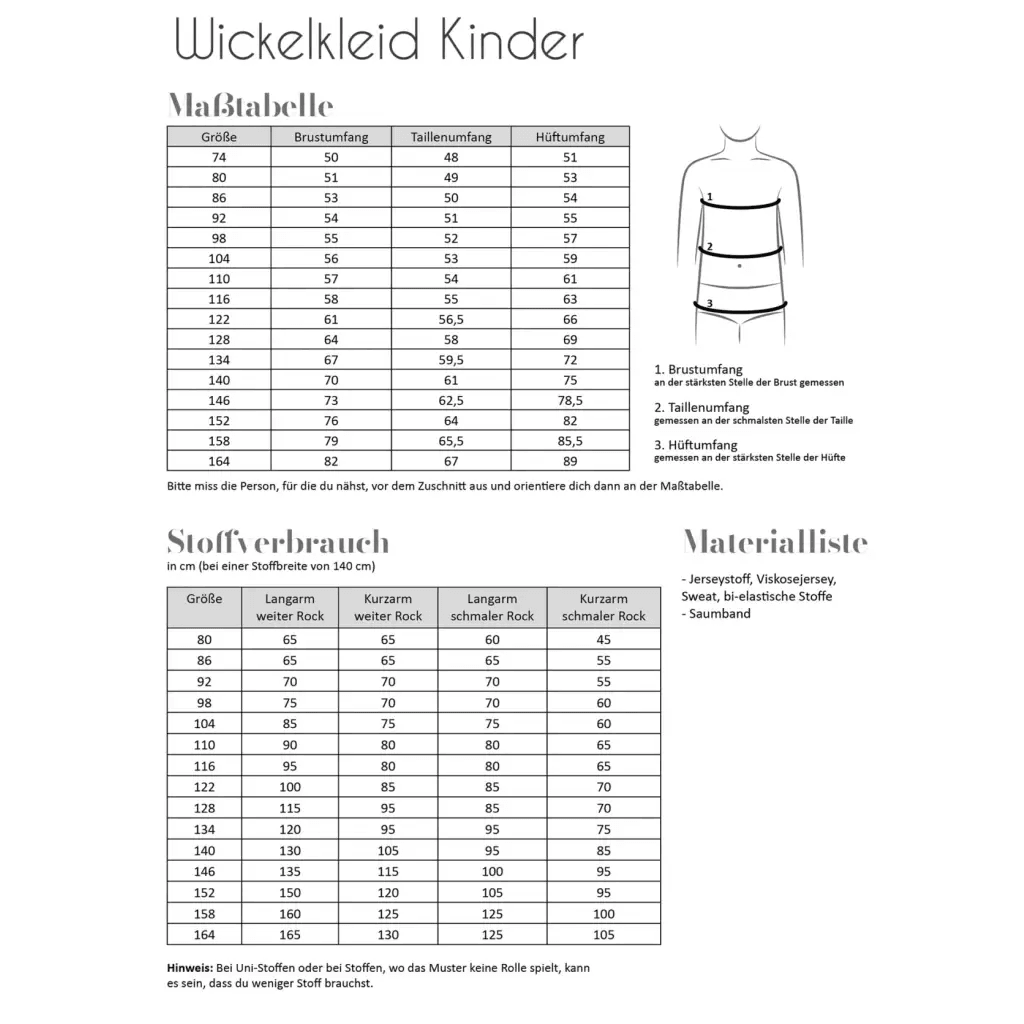 Wickel kleid/ Slåom effekt kjole, 74 - 164 - BØRN - Fadenkäfer - Stofsaksen