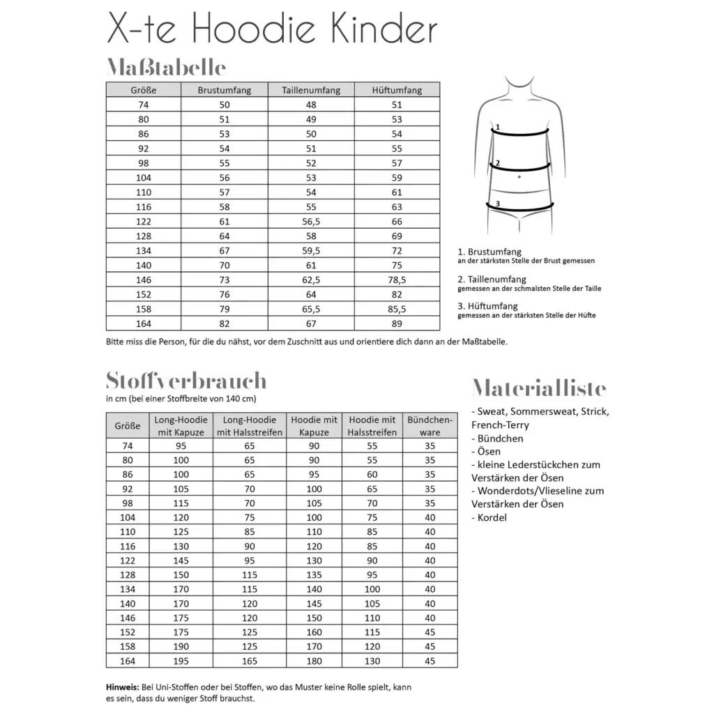 X-Te Hoodie, 74 - 164 - BØRN - Fadenkäfer - Stofsaksen